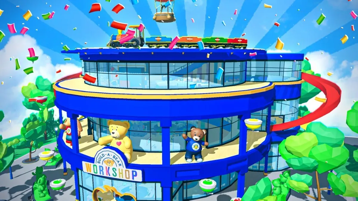 A screenshot of the virtual game, Build-A-Bear Tycoon, on Roblox.