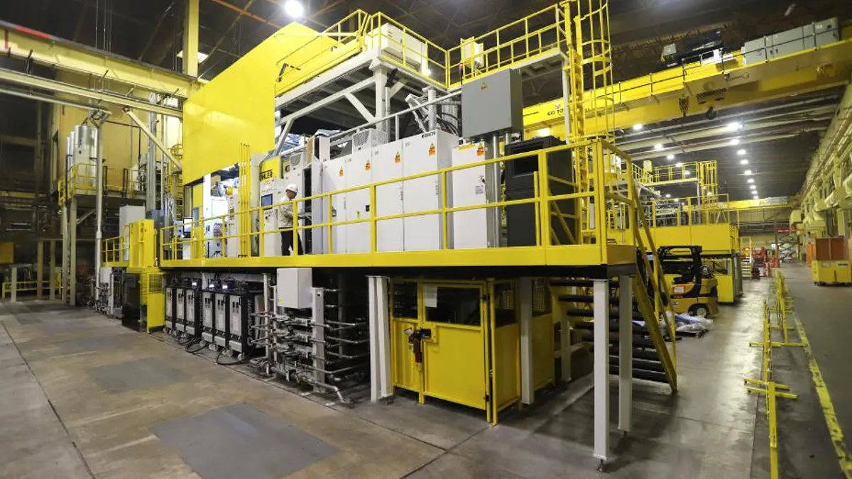 A high-pressure die cast machine at a Honda plant in Ohio.