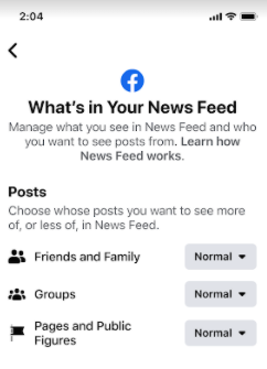 Facebook Feed Controls example