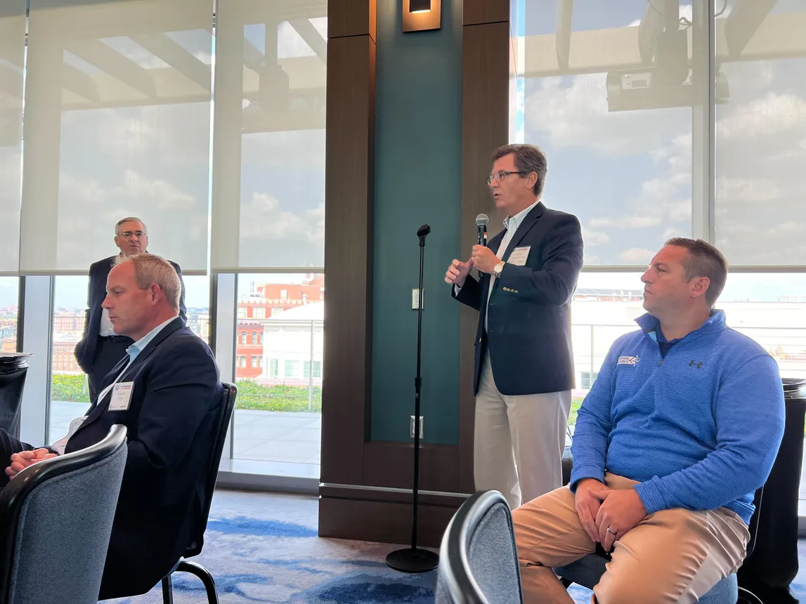 Joey Hogan, board member of Covenant Logistics Group, asks a question following an EPA briefing at the Truckload Carriers Association&#x27;s 2024 Fall Business Meeting.