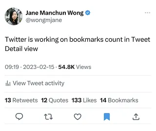 Tweet bookmarks
