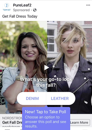 Facebook video ad with poll