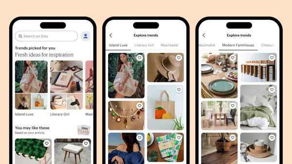 Etsy screenshots of its AI browseable tool
