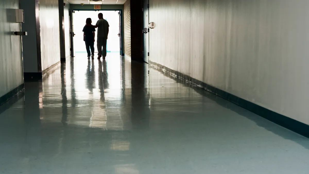 Empty hospital hallway