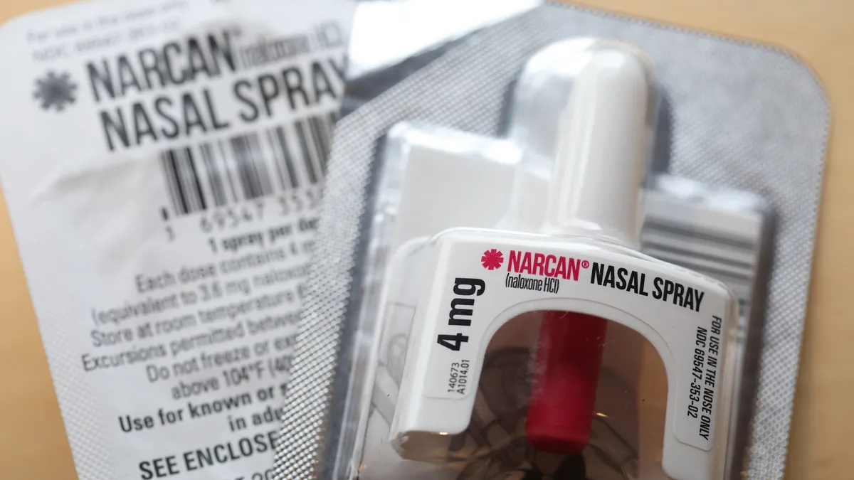 A package of Narcan nasal spray.