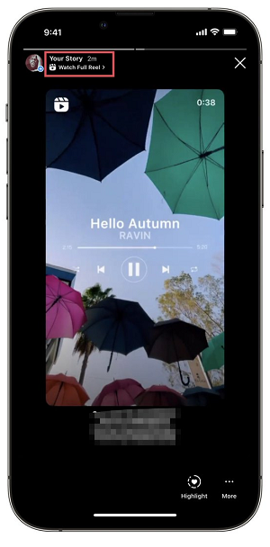 Instagram Stories to Reels sharing