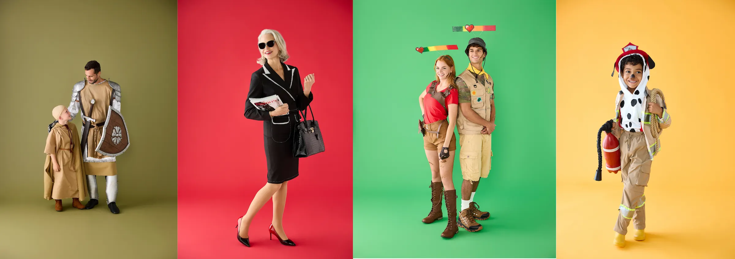 Various Halloween costumes from Michaels step-by-step online instructions.