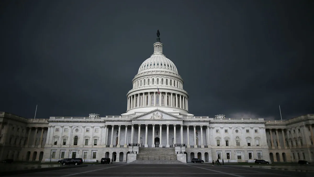 capitol hill with storm in background