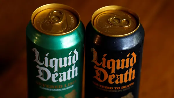 Two cans of Liquid Death are next to each other.
