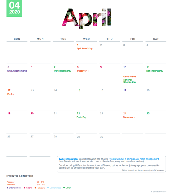 Twitter Events Calendar - April 2020