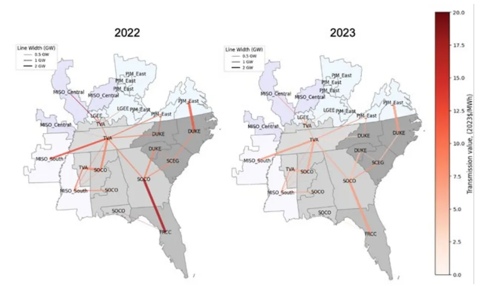 A chart showing Southeast transmission congestion.
