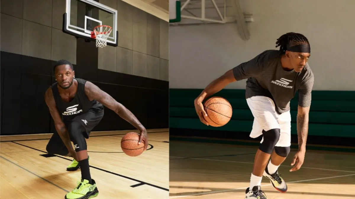 NBA players Julius Randle, left, and Terance Mann, right are shown in this composite image. Randle and Mann recently signed on as Skechers brand ambassadors as the shoe and apparel company looks to ma