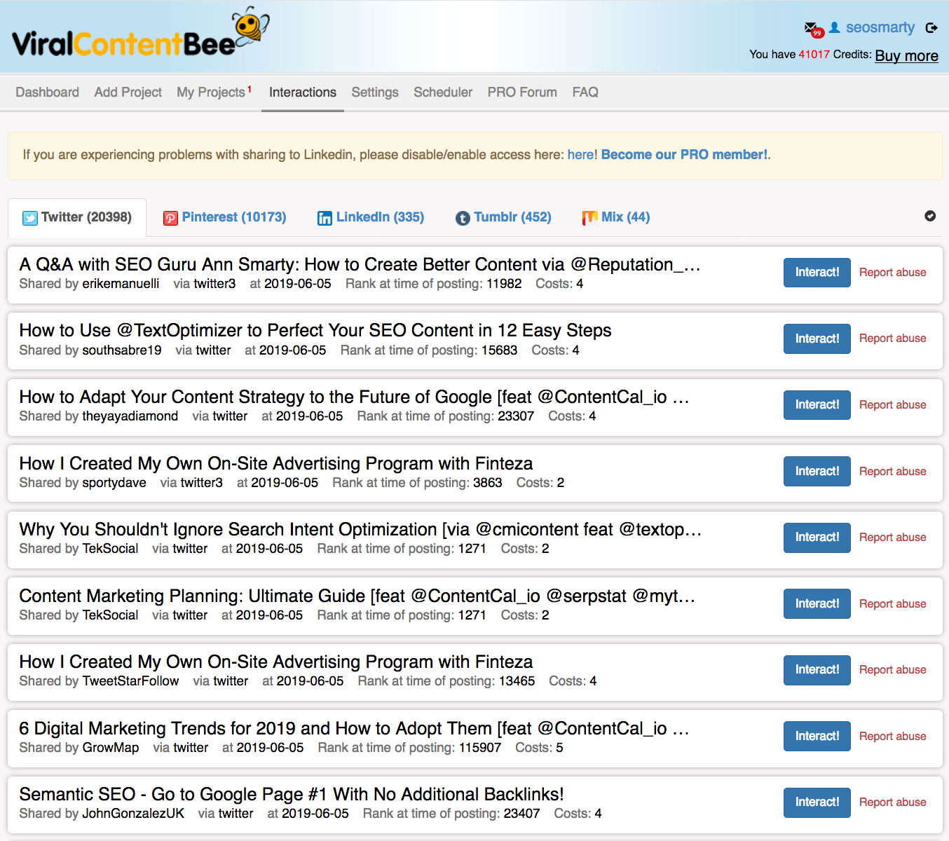 Viral Content Buzz interactions