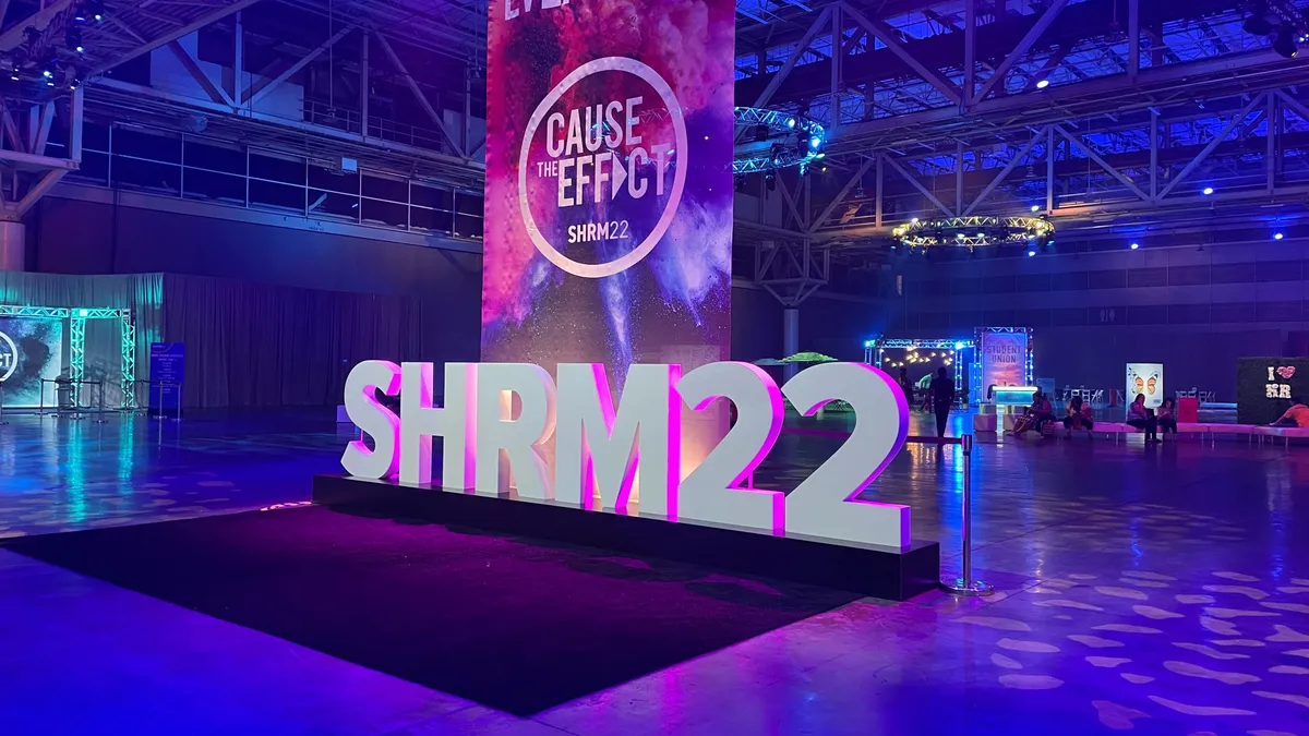 Promotional decor at the SHRM 22 conference in New Orleans, Louisiana in June 2022.