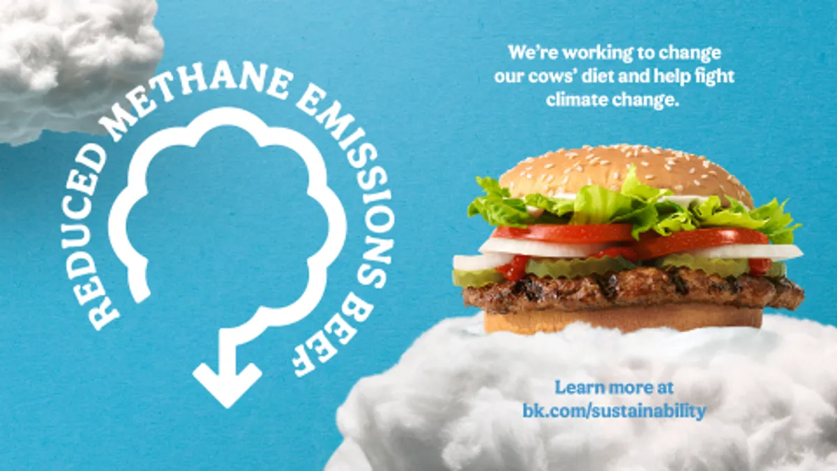 Burger King low-methane emission Whopper campaign retrieved by Marketing Dive on July 14, 2020