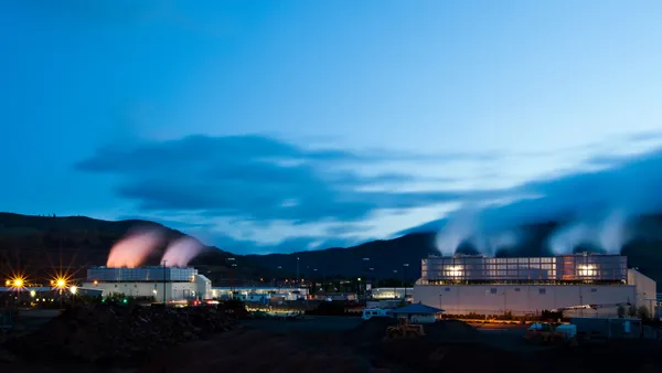 Plumes of steam rise above Google's cooling towers at its data center at The Dalles, Oregon.