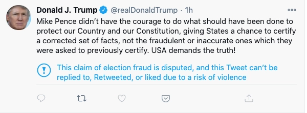 Trump tweet about Pence