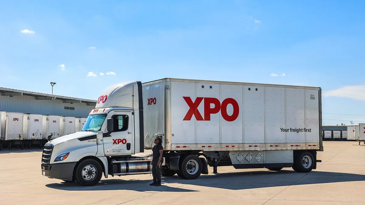 A freight truck with the XPO logo.