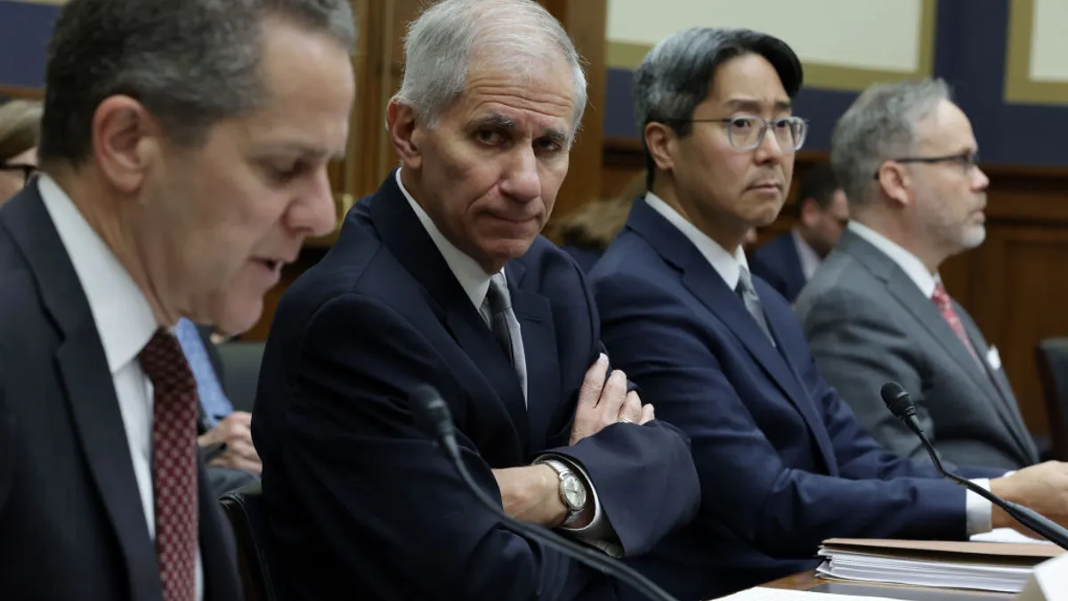 Banking and credit union regulatory officials Michael Barr, Martin Gruenberg, Michael Hsu and Todd Harper appear before a House committee.