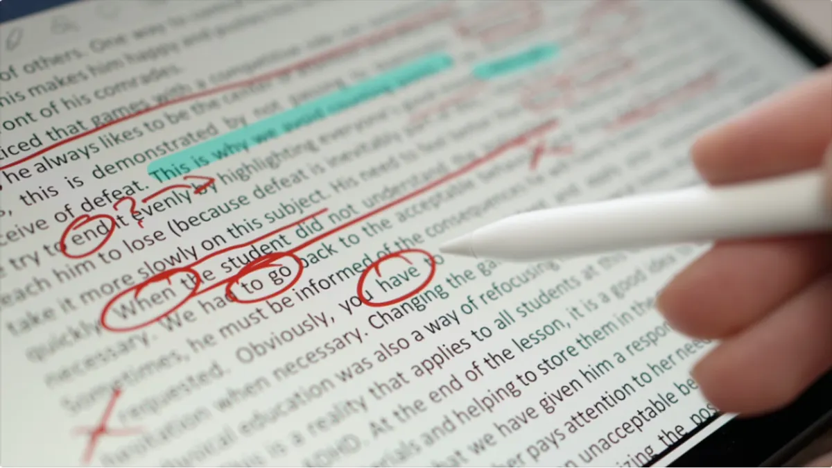Marking an article in red ink