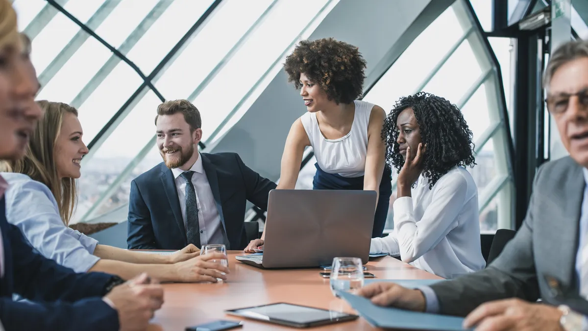 Business people having a meeting in a board room