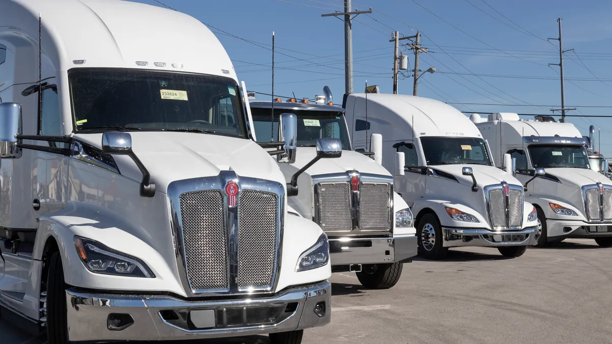 Paccar Kenworth trucks on lot