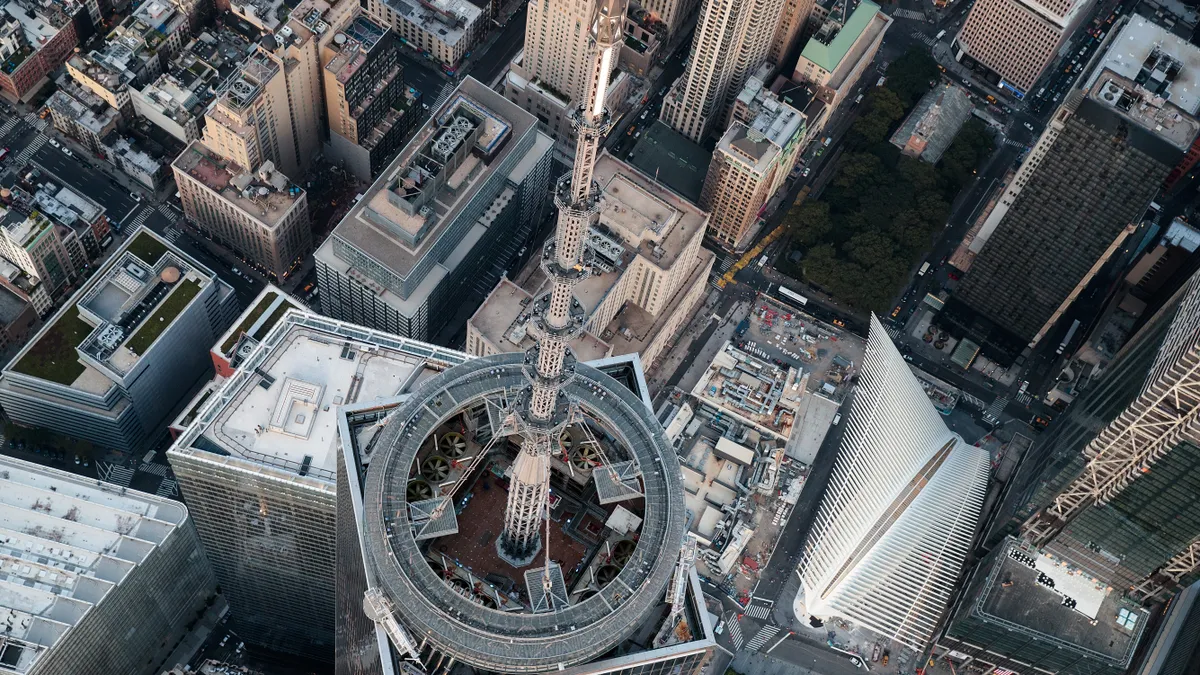 An aerial view of New York City.