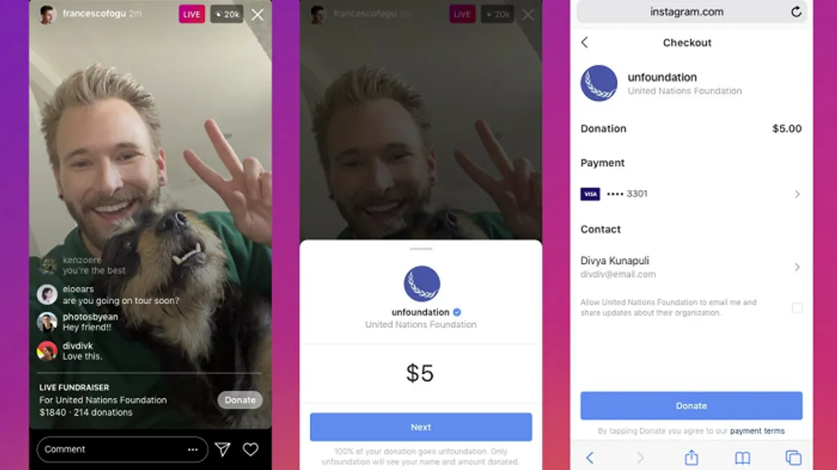 Instagram Live fundraisers