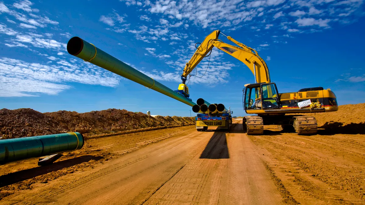 Natural gas pipeline being laid.