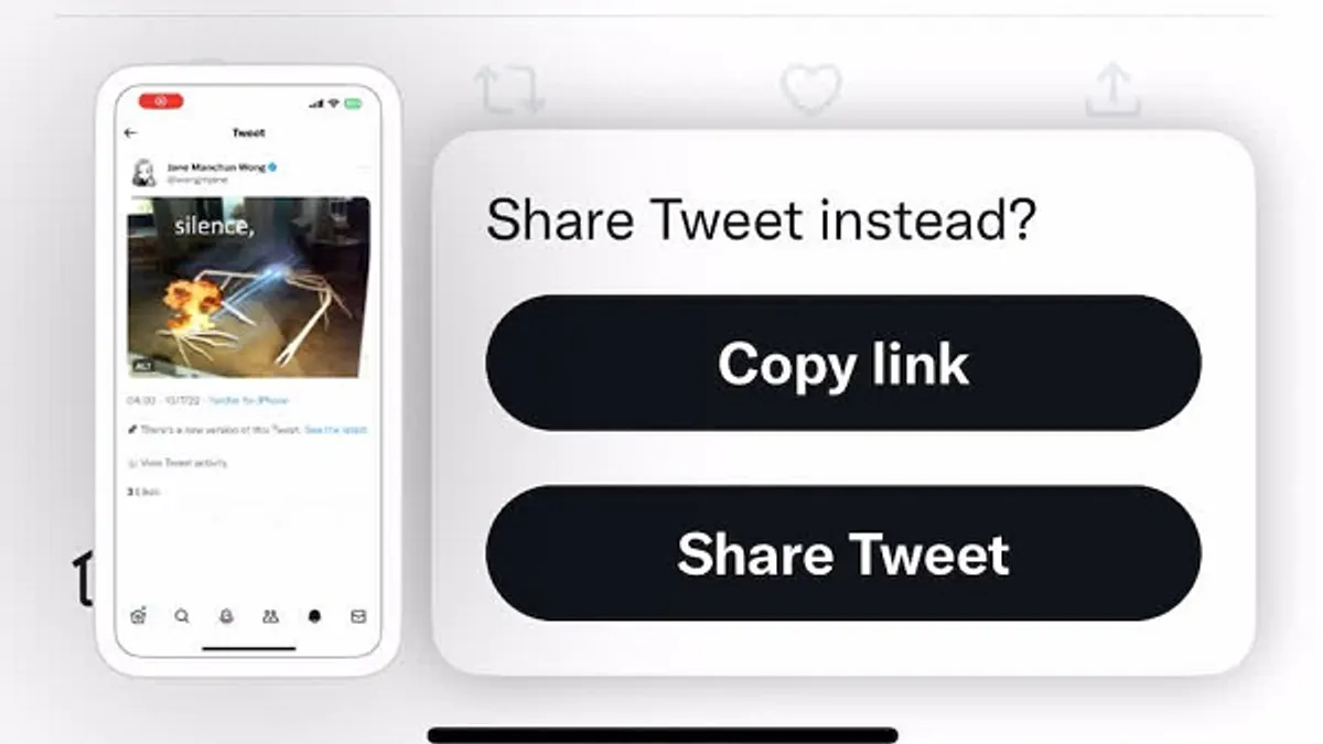 Twitter share pop-up