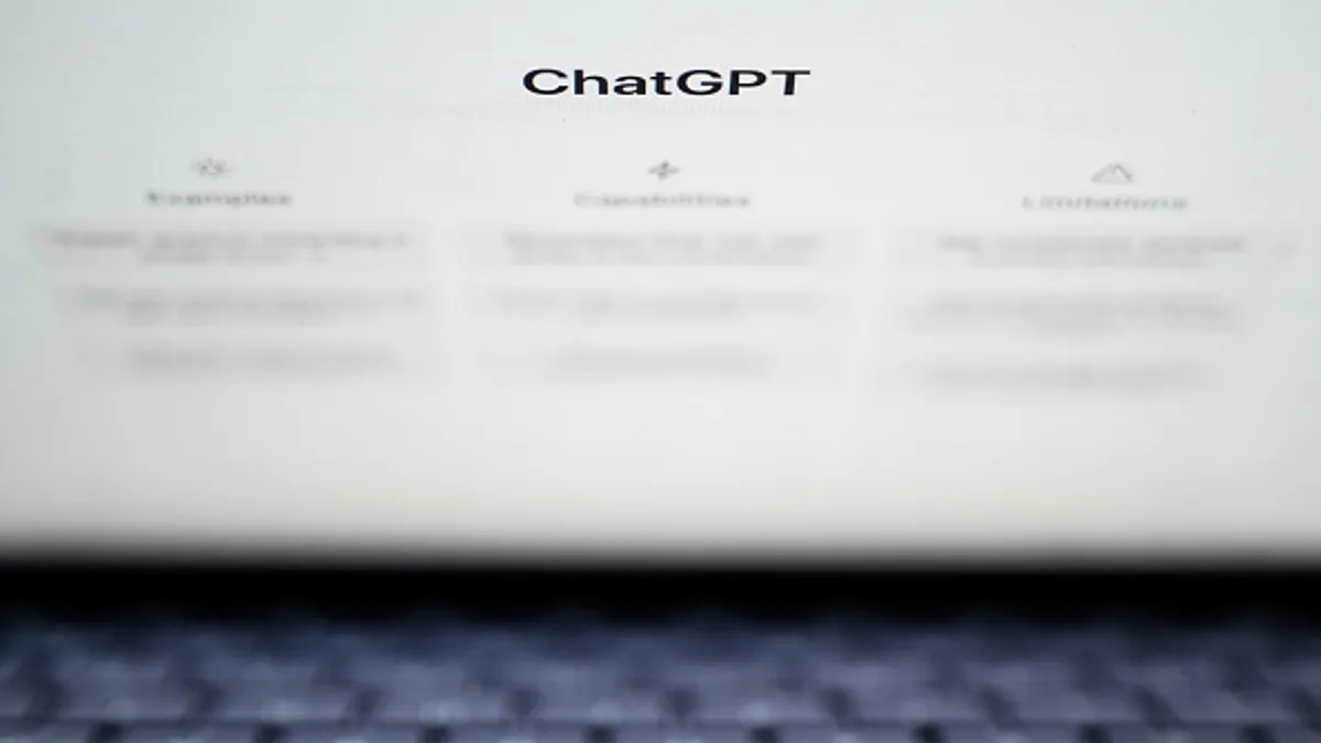 In this photo illustration, the home page for the OpenAI "ChatGPT" app is displayed on a laptop screen on February 03, 2023.