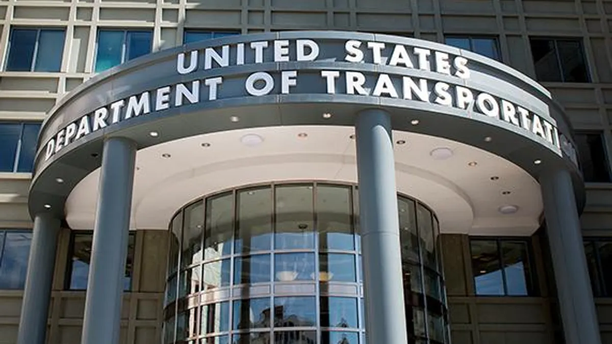 DOT headquarters in Washington, D.C., showing the name of the department.