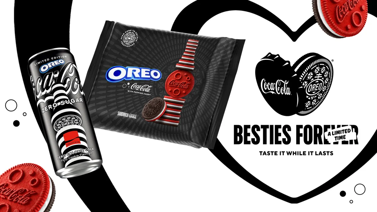 Coca-Cola and Oreo join to create a limited-edition cookie and beverage that include each brand.