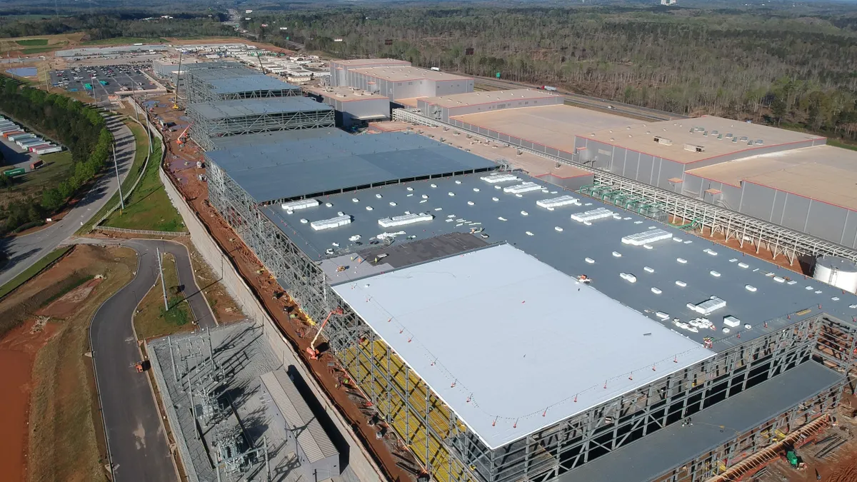 A manufacturing plant that is under construction.