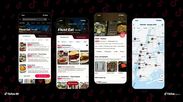 TikTok adds in-app restaurant guide