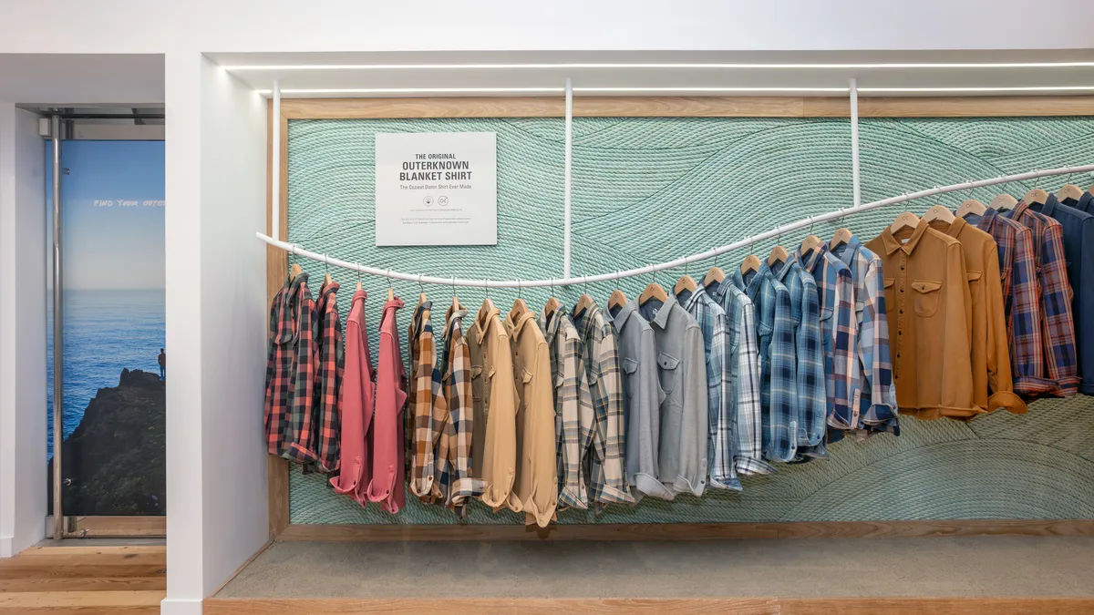 A clothing display in an Outerknown store.