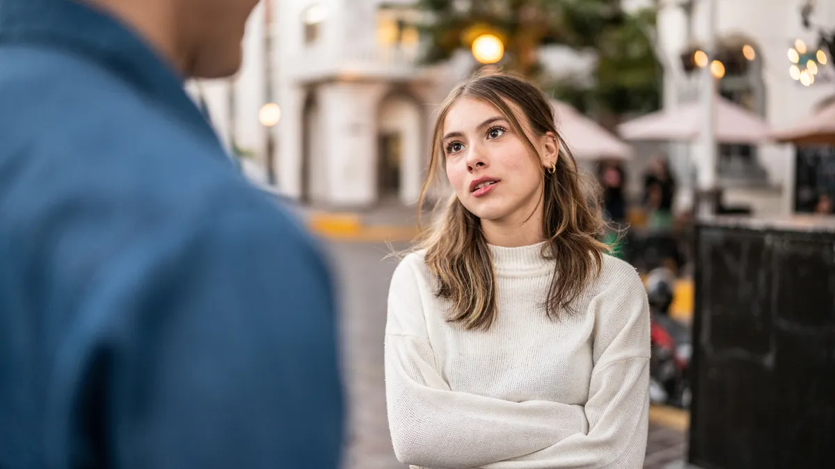 Couple argues outside