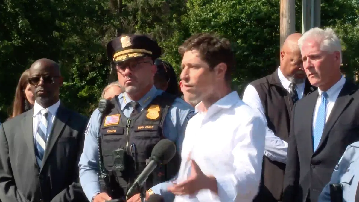 Minneapolis Mayor Jacob Frey addresses reporters after Annunciation school shooting