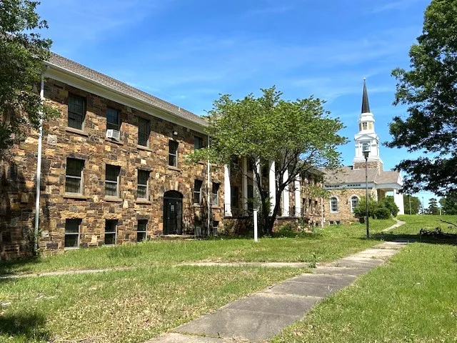 College hall and chapel on a sunny day