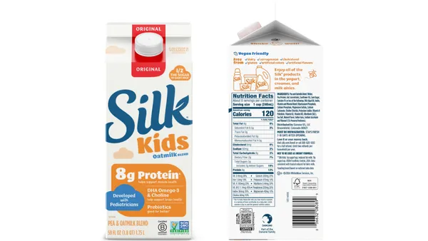 Front and side view of Silk Kids oatmilk blend