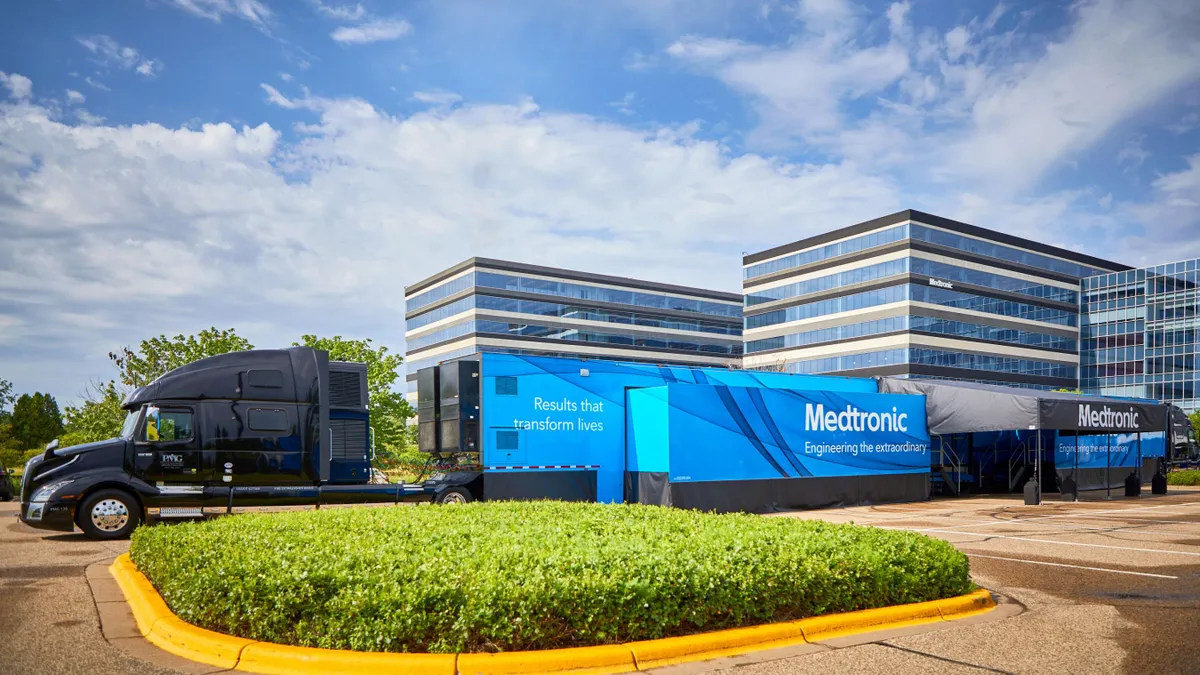 A medtronic mobile lab with a mockup operating room for training