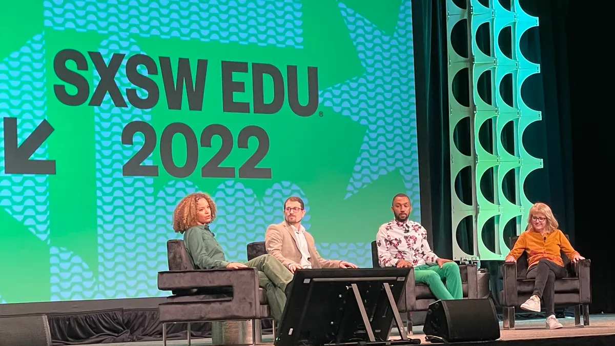 A keynote panel discusses the impact of culture wars hitting schools during SXSW EDU on March 8, 2022, in Austin, Texas.