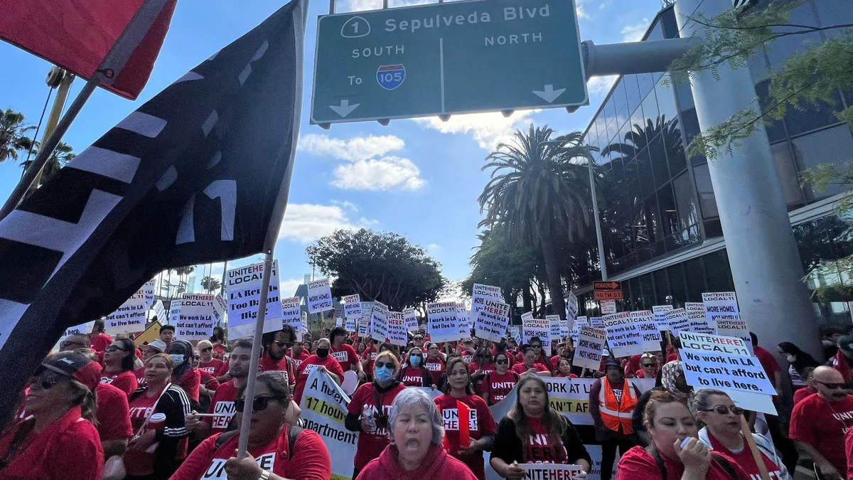 A photo of protestors outside LAX.