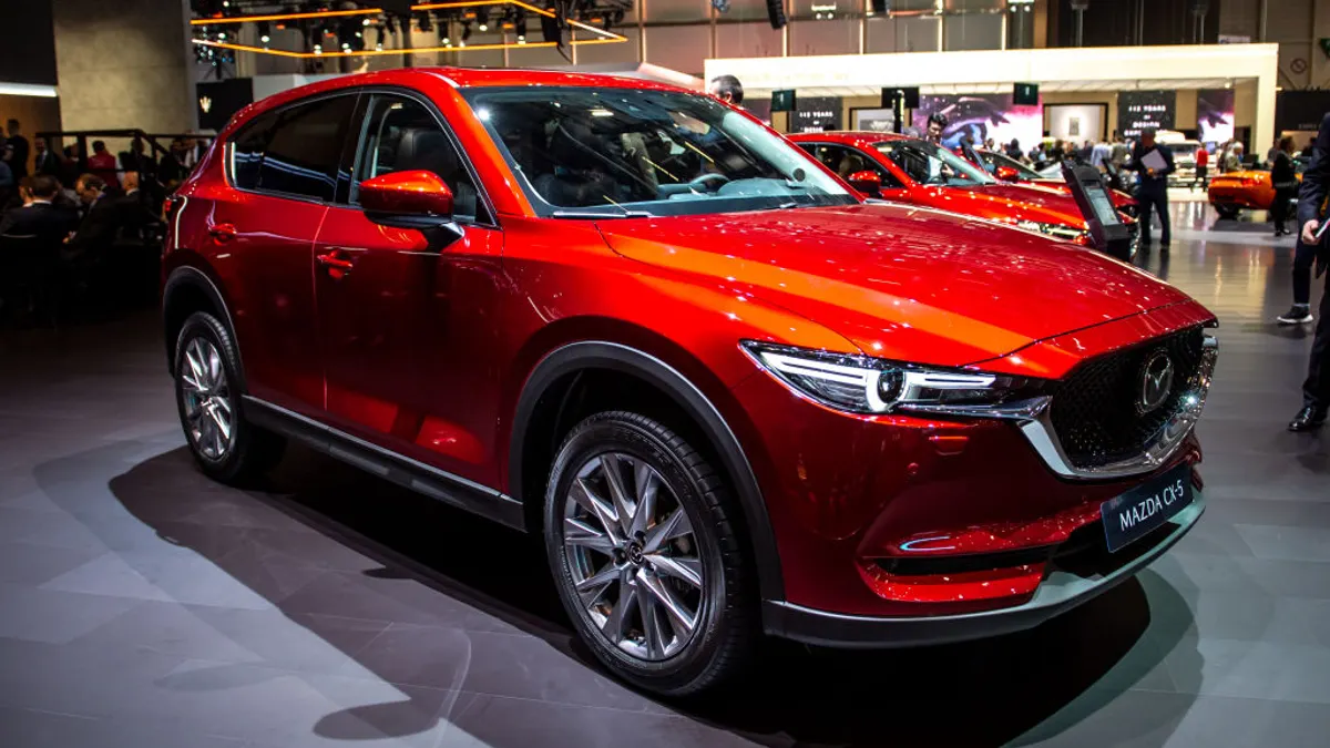 A Mazda CX-5 on display at an international motor show.