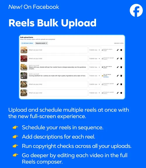 Meta bulk Reels upload