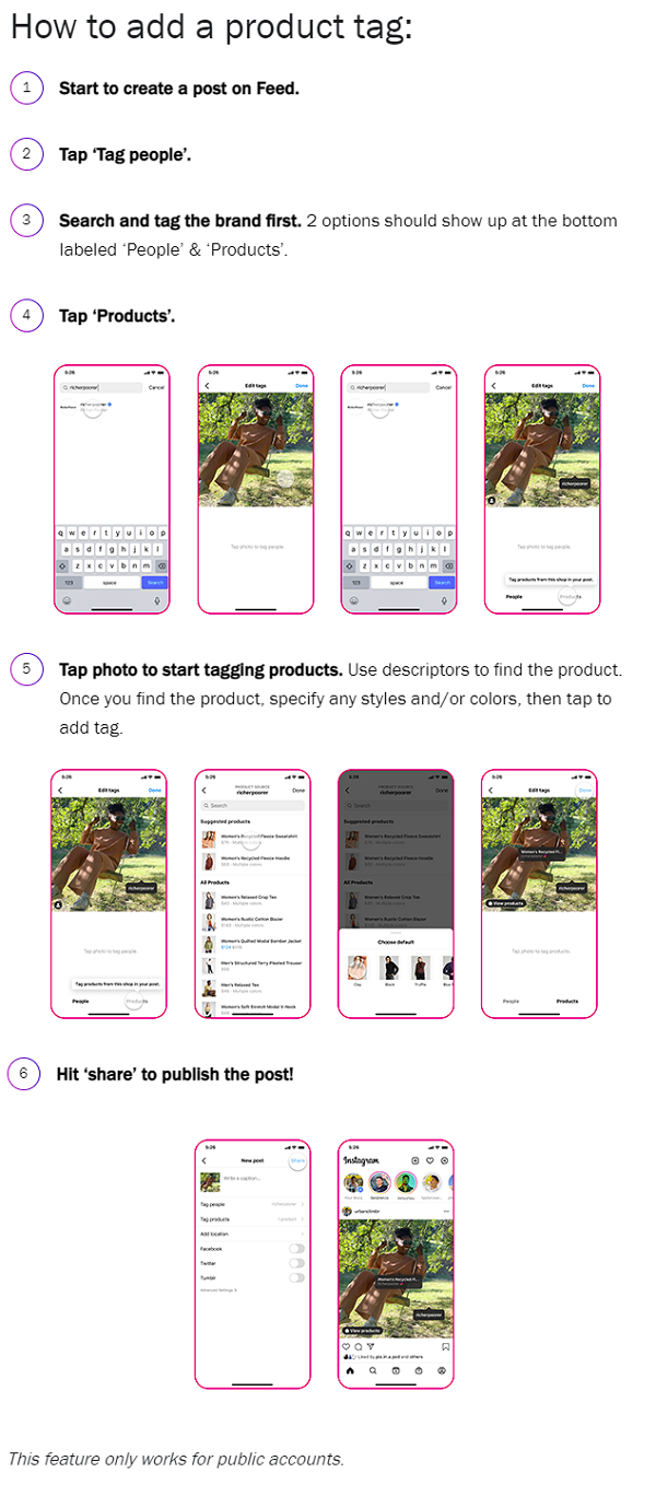 Instagram product tags