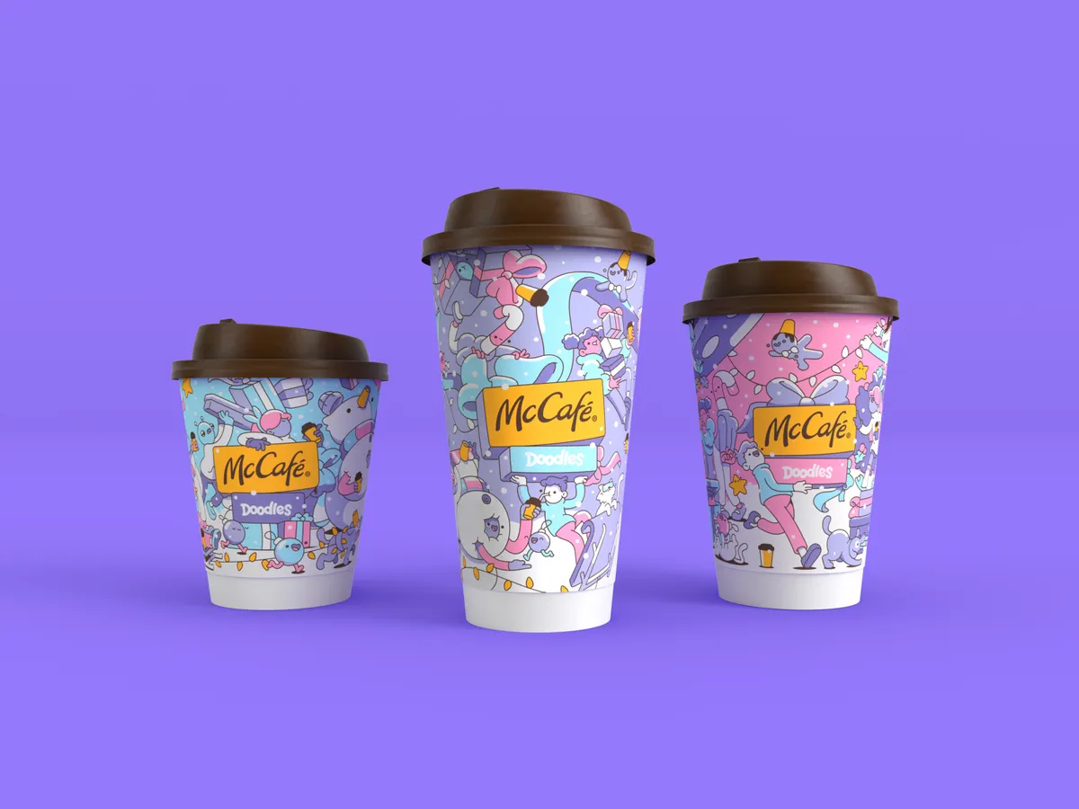 McDonald's holiday cups entertain with Doodles content, digital