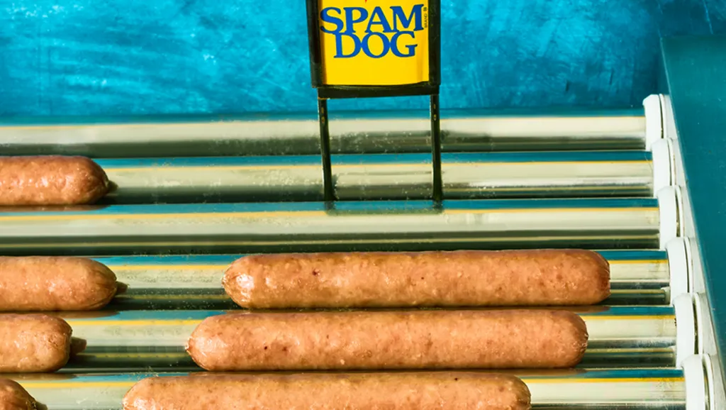 Spam hot dogs displayed at a convenience store