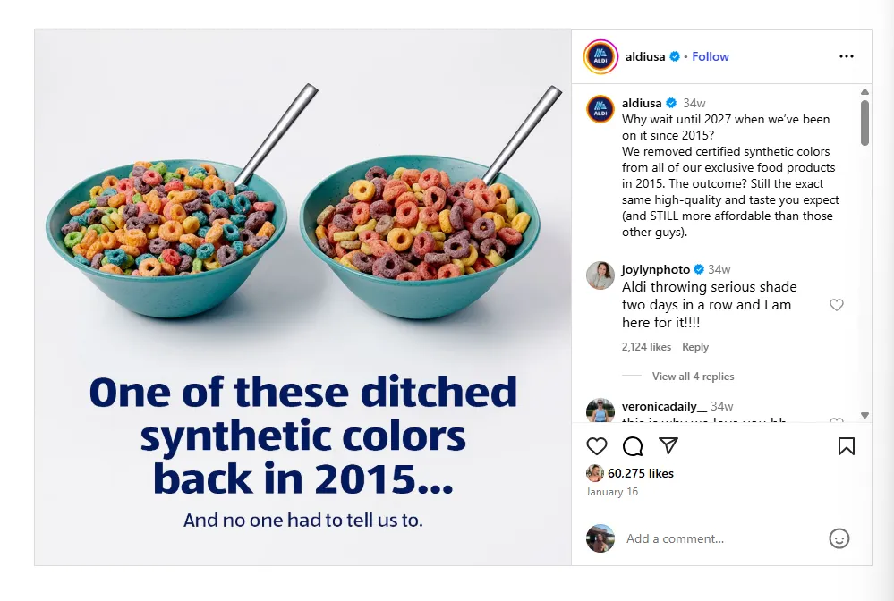 Aldi Instagram post