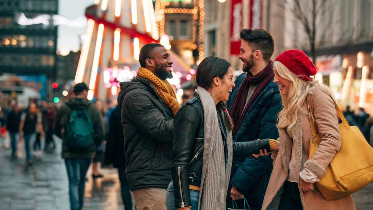 People enjoying holiday shopping